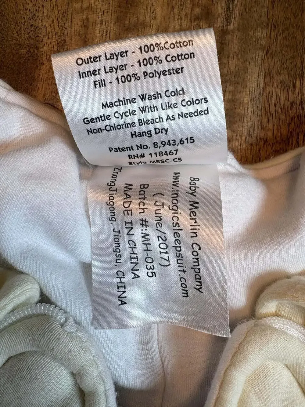 Baby Merlin's Magic Sleepsuit Infant 3-6 Months White Cotton Swaddle Transition